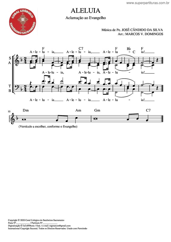 Partitura da música Aleluia v.53