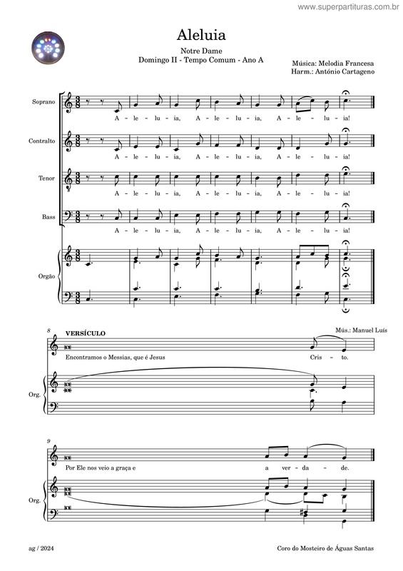 Partitura da música Aleluia v.55