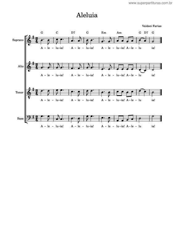 Partitura da música Aleluia v.61