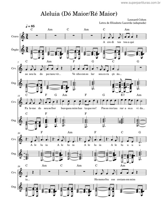 Partitura da música Aleluia v.63