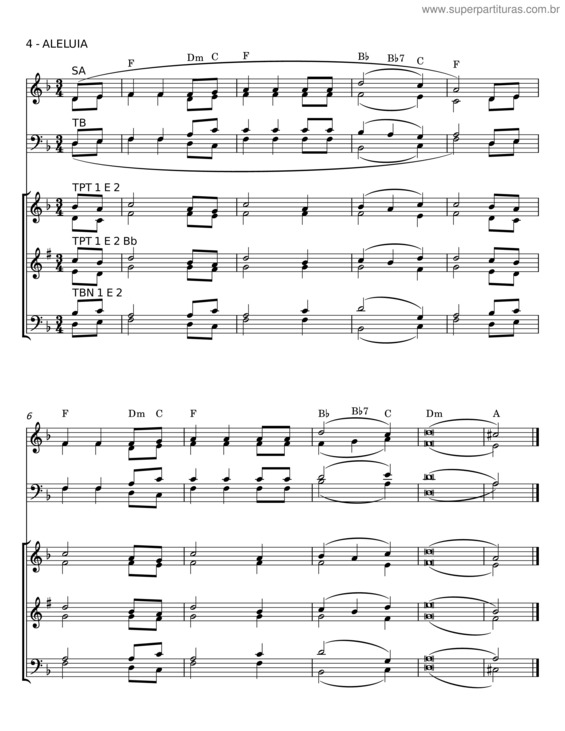 Partitura da música Aleluia v.67