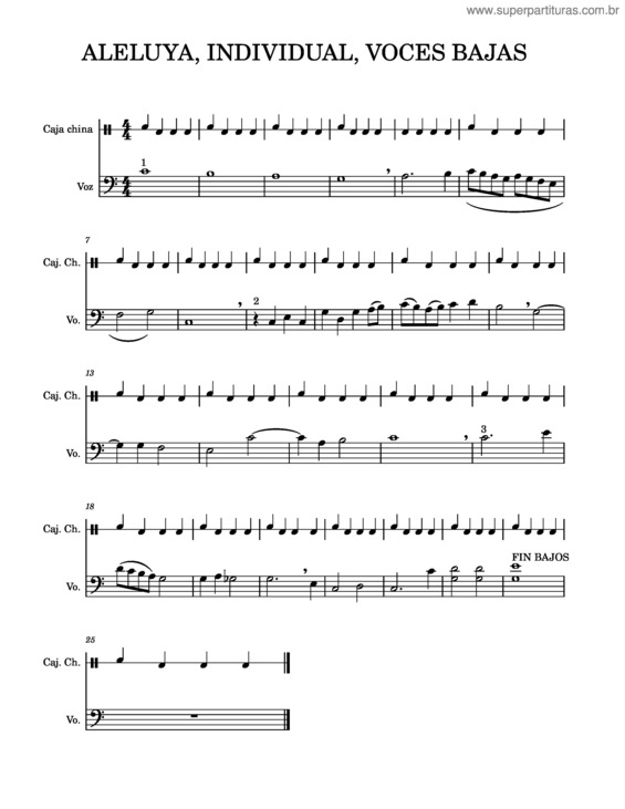 Partitura da música Aleluia v.73