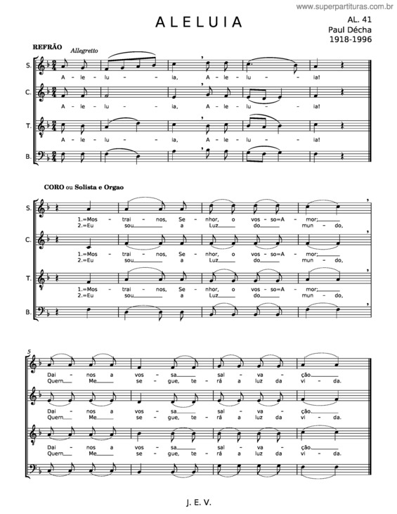 Partitura da música Aleluia v.79