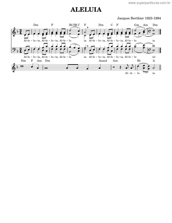 Partitura da música Aleluia v.83