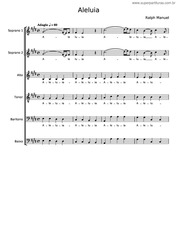 Partitura da música Aleluia v.85