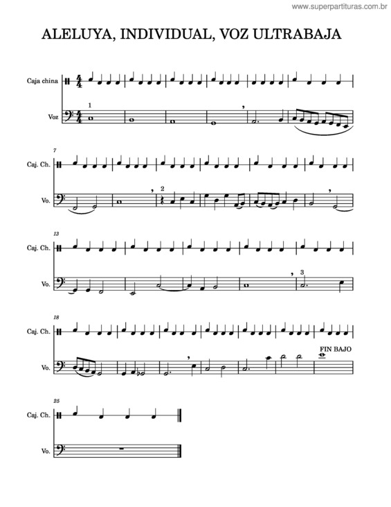 Partitura da música Aleluia v.86