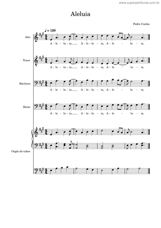 Partitura da música Aleluia v.88