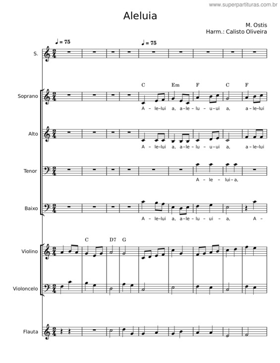 Partitura da música Aleluia v.89