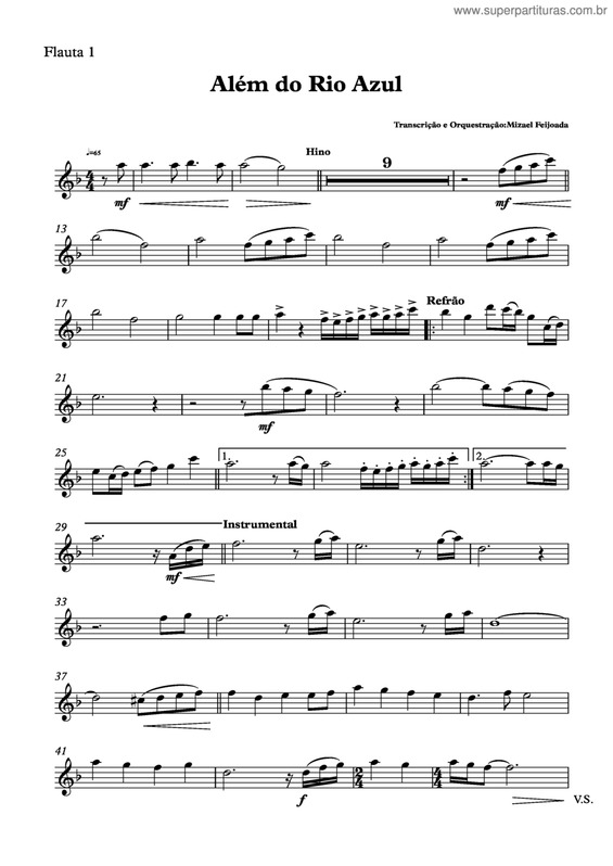 Partitura da música Além Do Rio Azul v.13