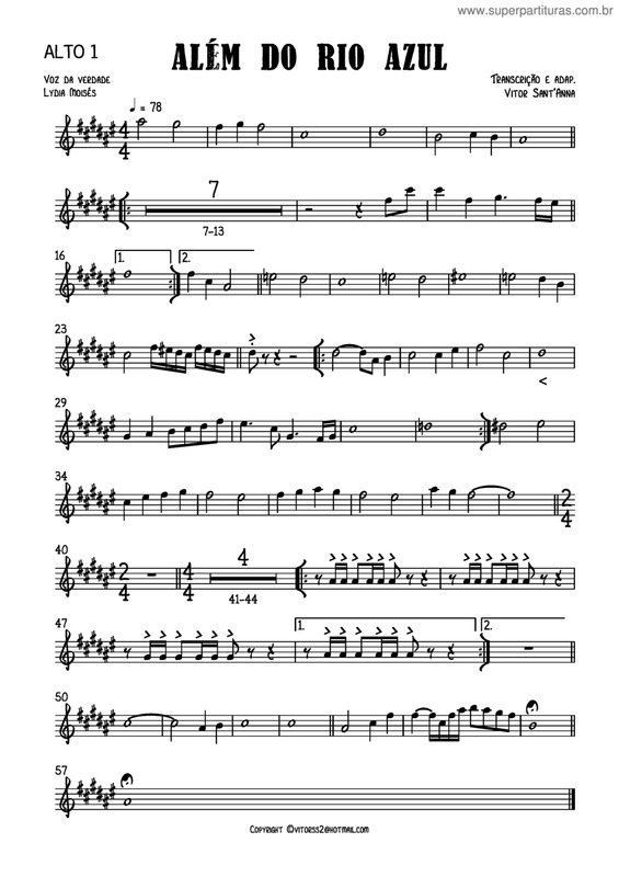 Partitura da música Além Do Rio Azul v.3