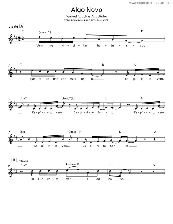 Partitura da música Algo Novo v.3