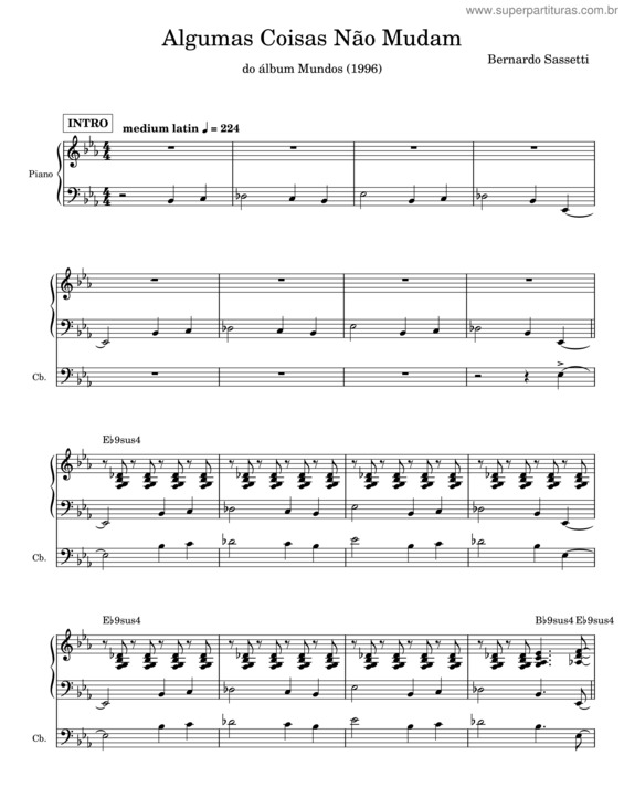 Partitura da música Algumas Coisas Não Mudam