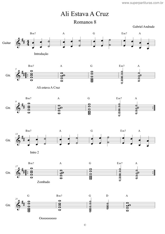 Partitura da música Ali Estava A Cruz