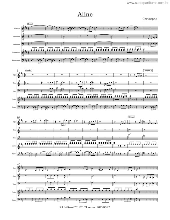 Partitura da música Aline v.18