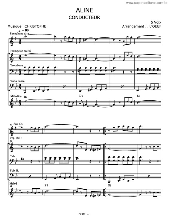 Partitura da música Aline v.22