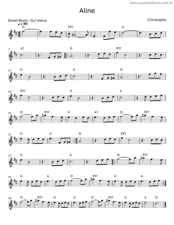 Partitura da música Aline v.26