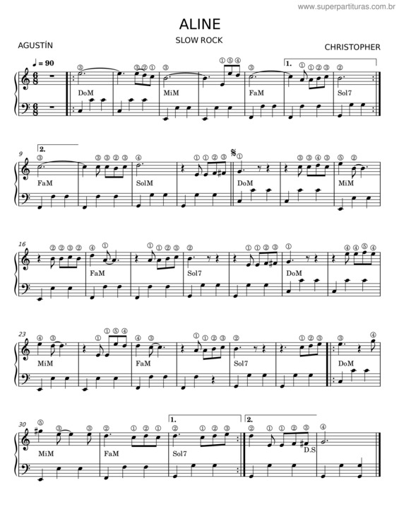 Partitura da música Aline v.27