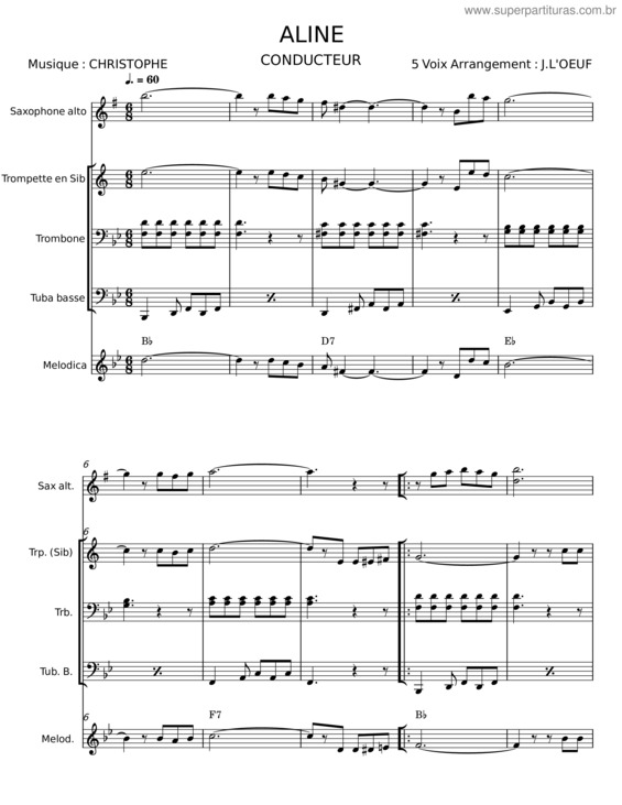 Partitura da música Aline v.28