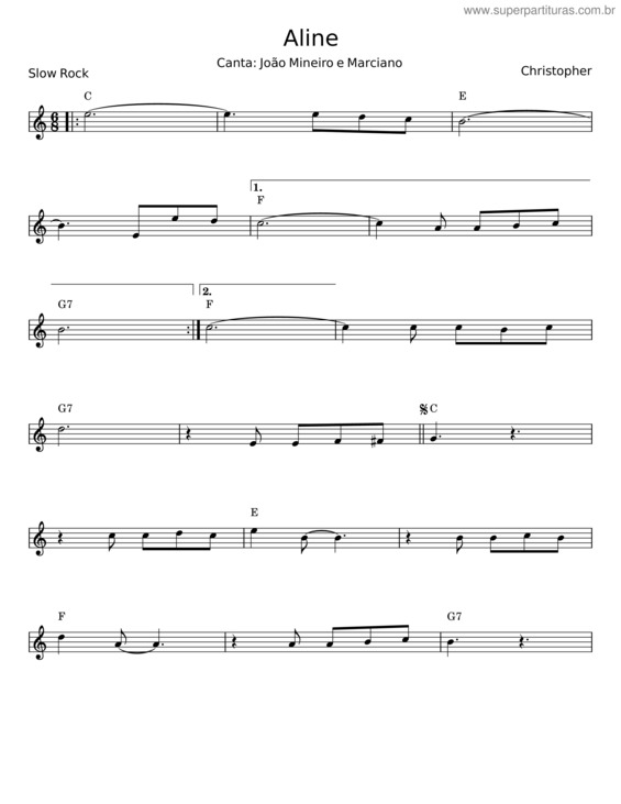 Partitura da música Aline v.29