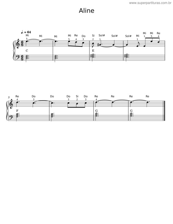 Partitura da música Aline v.31