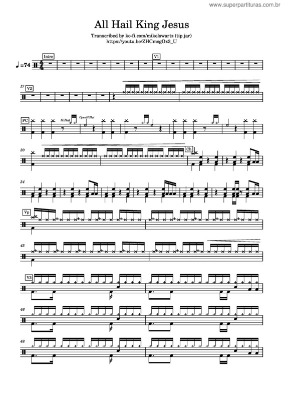 Partitura da música All Hail King Jesus