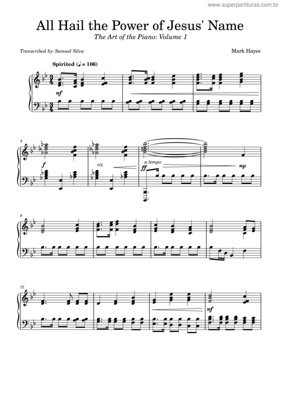 Partitura da música All Hail The Power Of Jesus` Name