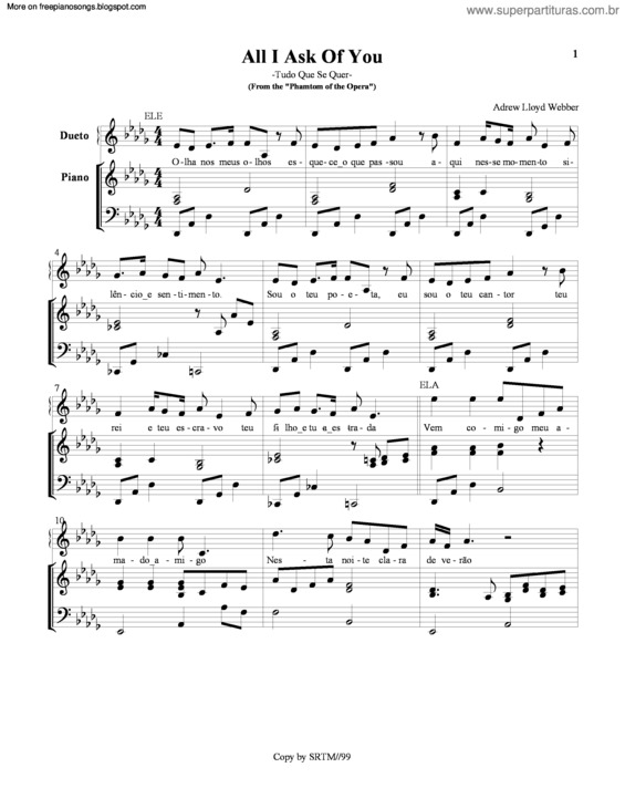 Partitura da música All I Ask Of You v.7