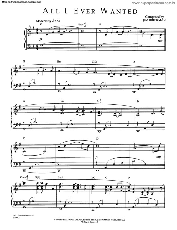 Partitura da música All I Ever Wanted v.3