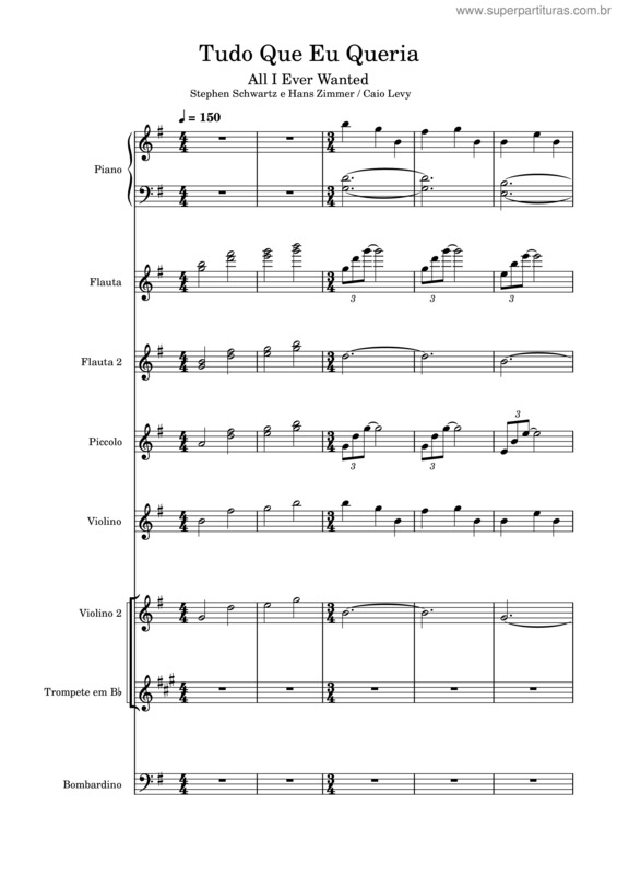 Partitura da música All I Ever Wanted v.4