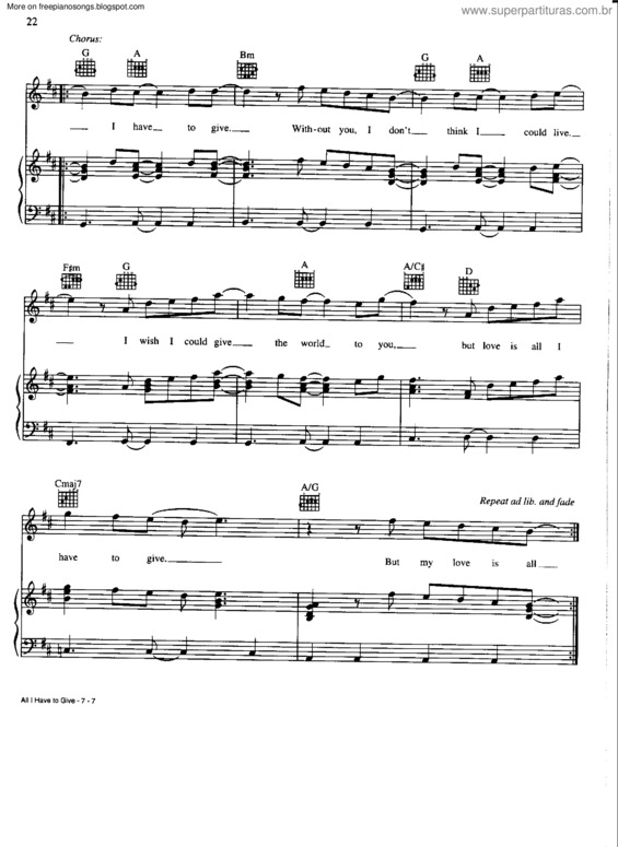 Partitura da música All I Have To Give v.3