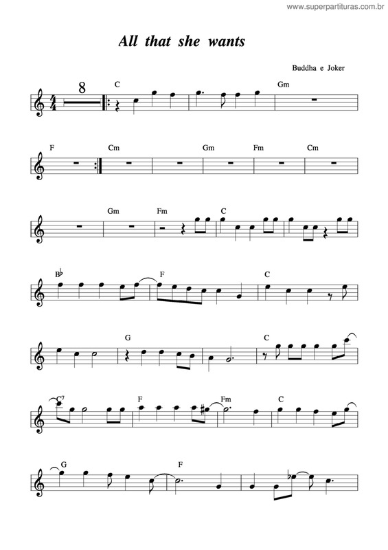 Partitura da música All That She Wants