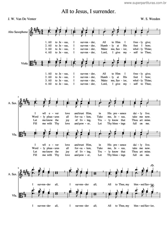 Partitura da música All To Jesus, I Surrender.