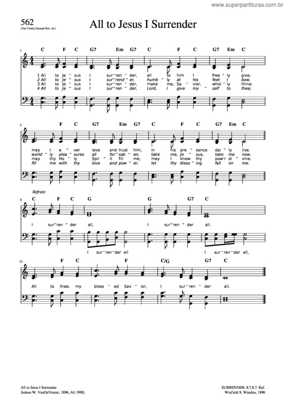 Partitura da música All To Jesus I Surrender