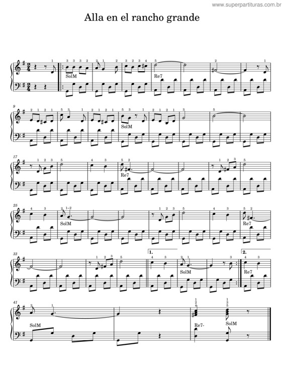 Partitura da música Alla En El Rancho Grande v.2