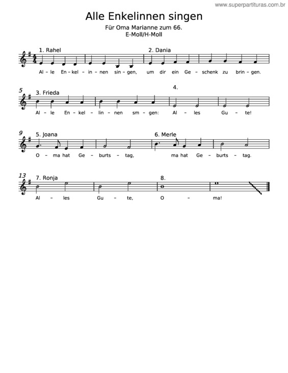 Partitura da música Alle Enkelinnen Singen