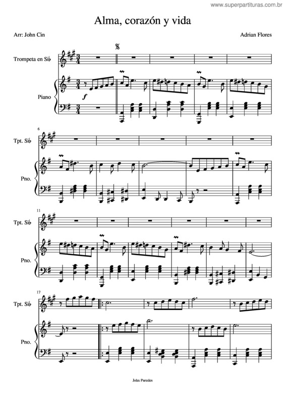 Partitura da música Alma, Corazón Y Vida v.4