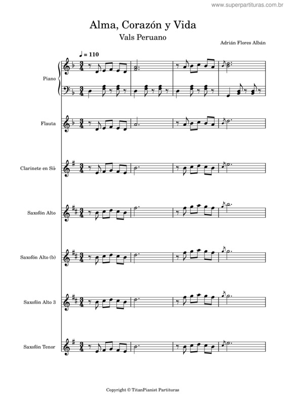 Partitura da música Alma, Corazón Y Vida v.5