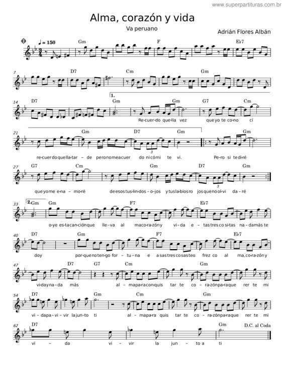 Partitura da música Alma Corazon Y Vida v.3