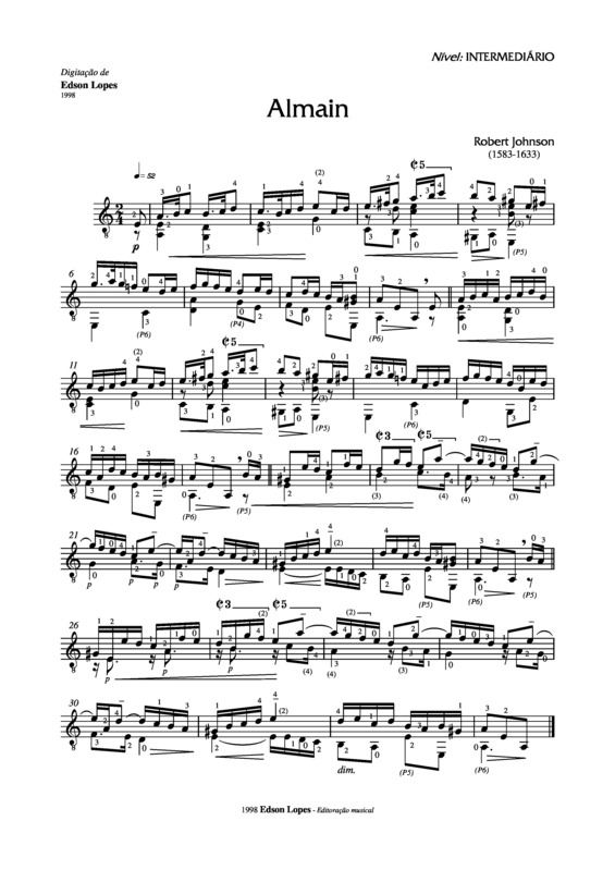 Partitura da música Almain