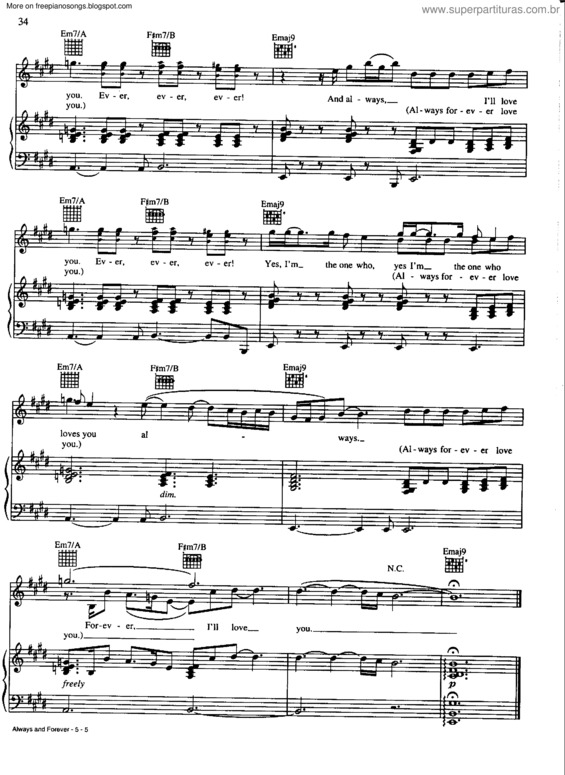 Partitura da música Always And Forever v.3