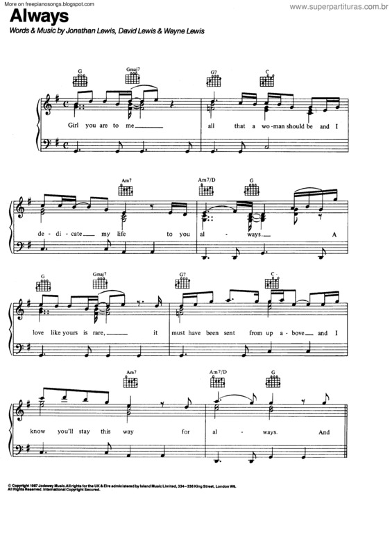 Partitura da música Always v.16