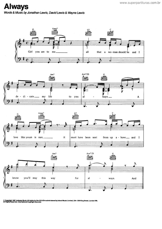 Partitura da música Always v.6