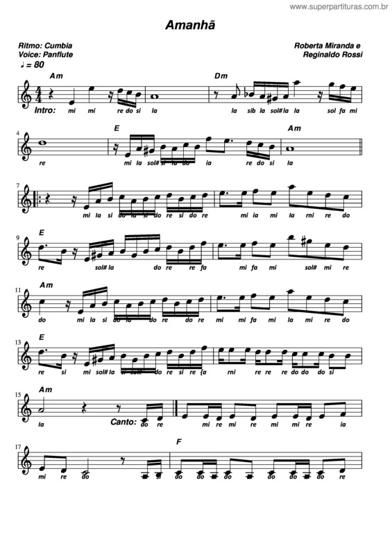 Partitura da música Amanhã v.12