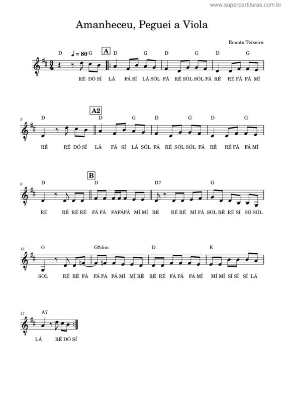 Partitura da música Amanheceu Peguei A Viola v.2