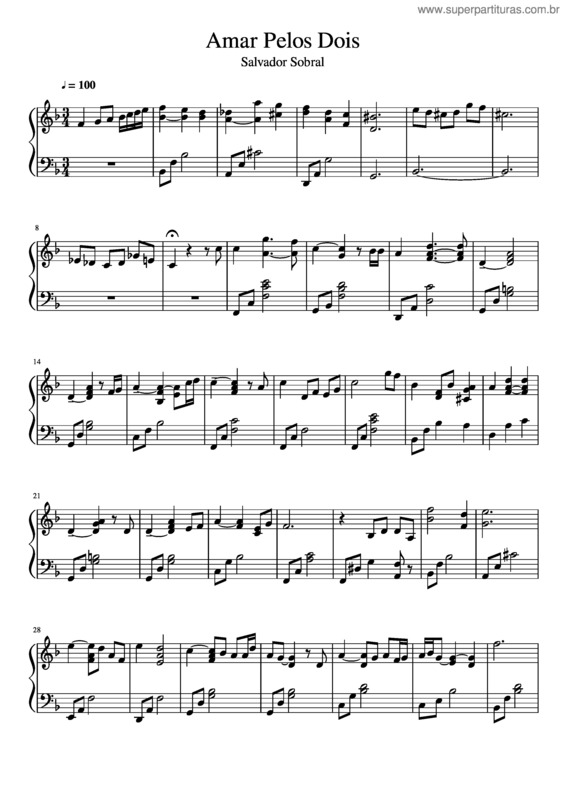 Partitura da música Amar Pelos Dois v.3