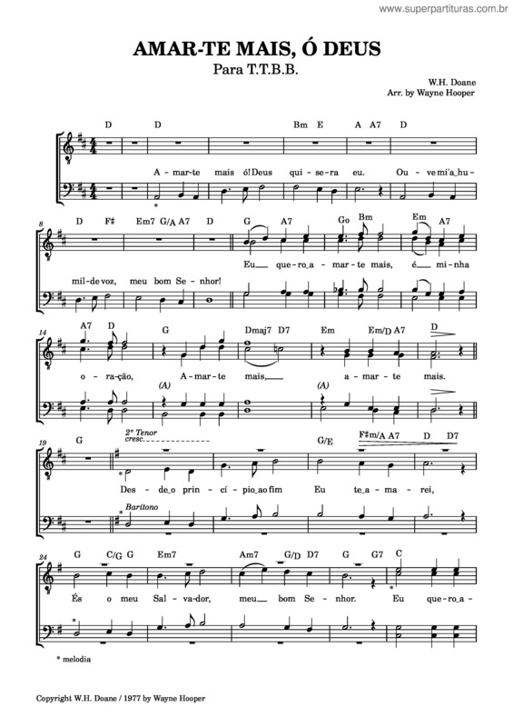 Partitura da música Amar-Te Mais, Oh Deus