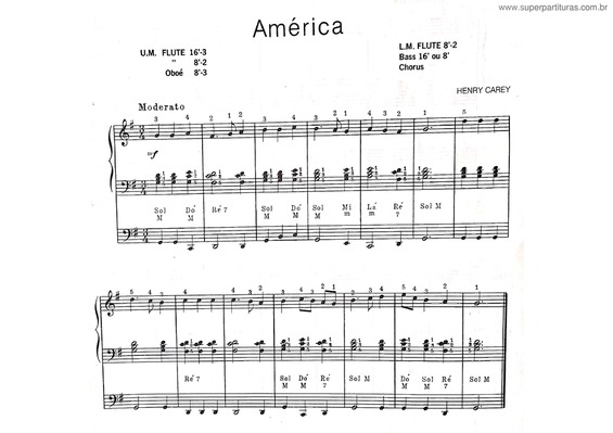 Partitura da música América v.3