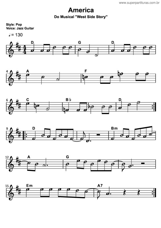 Partitura da música America v.6