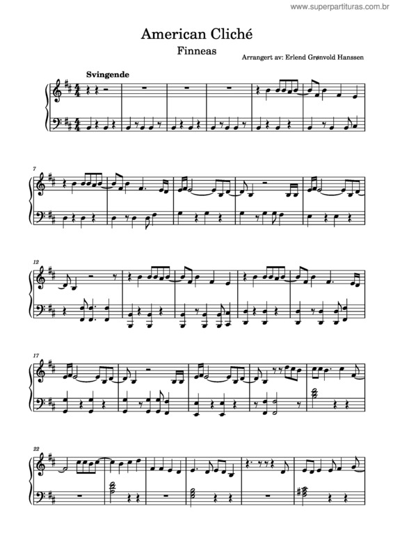 Partitura da música American Cliché