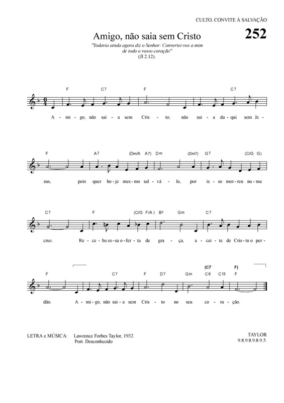 Partitura da música Amigo Não Saia Sem Cristo